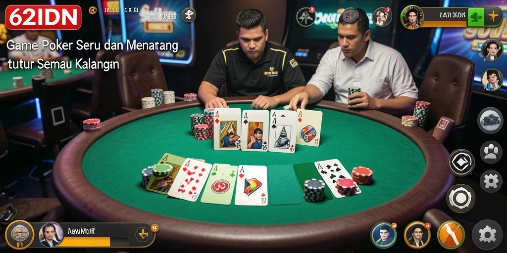 Tampilan gameplay Poker di 62IDN yang mengasyikkan.