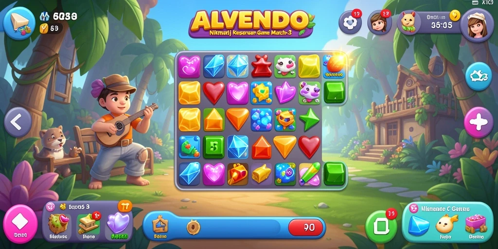 Menampilkan gameplay seru dari ALVENDO Match-3.