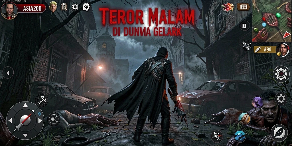Tampilan gameplay ASIA200 dengan suasana horror yang mencekam.