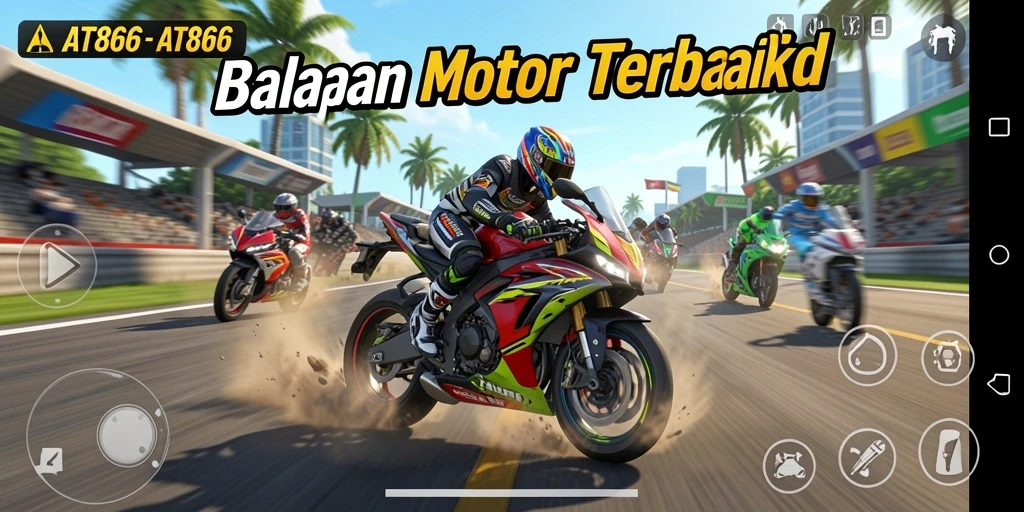Tampilan gameplay menarik dari game balapan motor AT866.