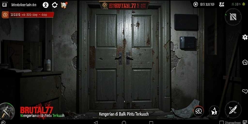 Gameplay seram BRUTAL77 dengan suasana yang mencekam.