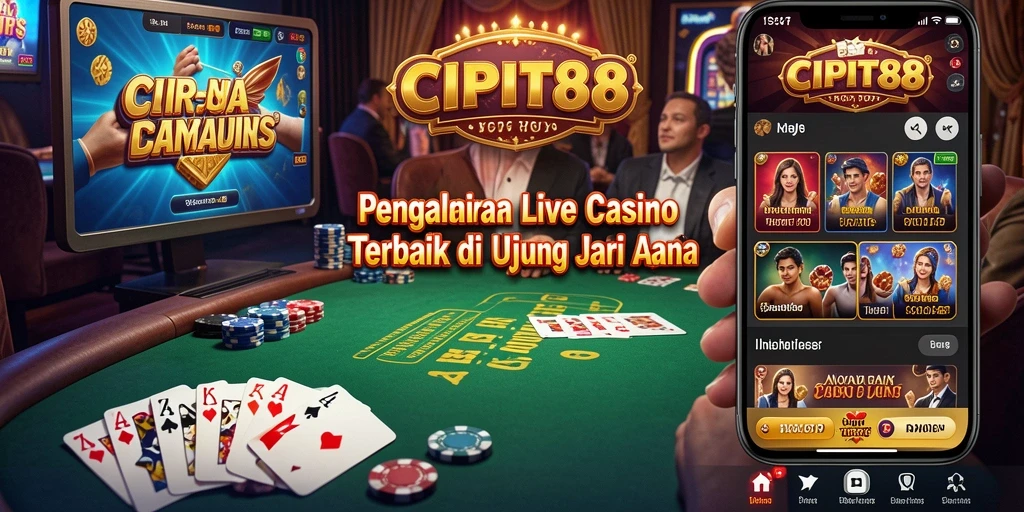 Screenshot utama CIPIT88 menampilkan dealer yang menyambut pemain di meja kasino.