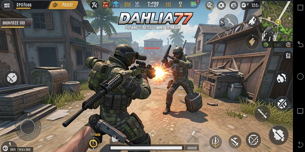 Tampilan gameplay menegangkan dalam DAHLIA77 saat bertarung.