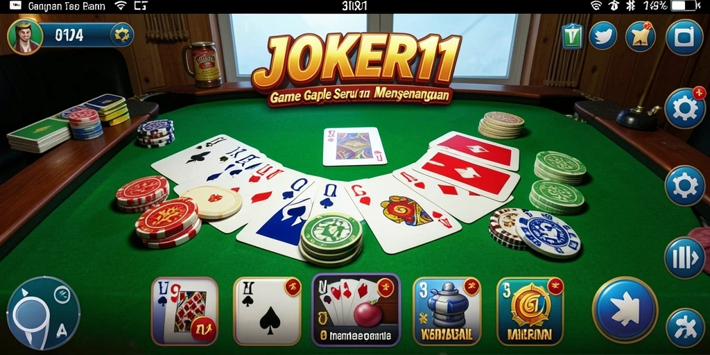 Screenshot utama JOKER11 menampilkan gameplay Gaple yang seru.