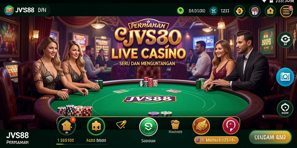 Tampilan gameplay JVS88 yang mendebarkan dengan dealer langsung.