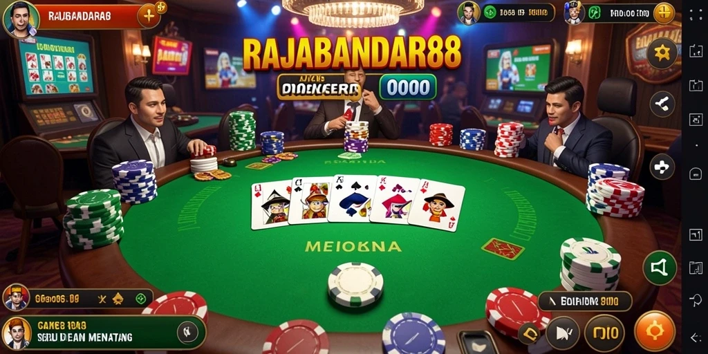Tampilan menggembirakan dari gameplay Poker RAJABANDAR88.