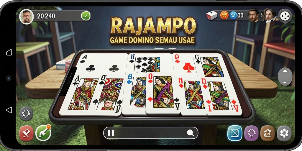 Screenshot gameplay <strong>RAJAMPO</strong> yang menunjukkan momen seru bermain Domino.