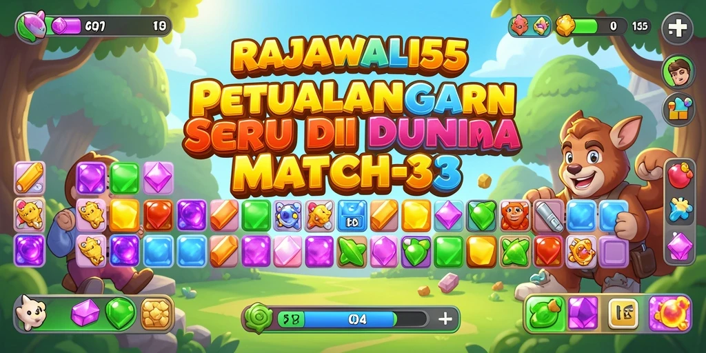 Tampilan menarik dari gameplay RAJAWALI55 dalam aksi Match-3.