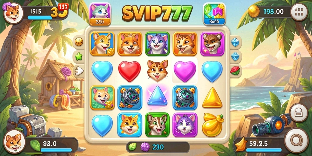 Gameplay seru di SVIP777 dengan tantangan Match-3 yang menawan.