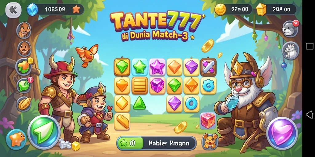 Gameplay seru Match-3 dengan grafis menarik.