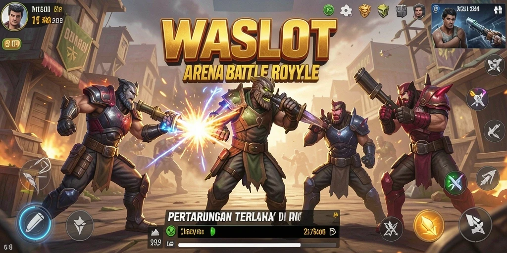 Gameplay seru WASLOT dengan pertempuran intens di arena Battle Royale.